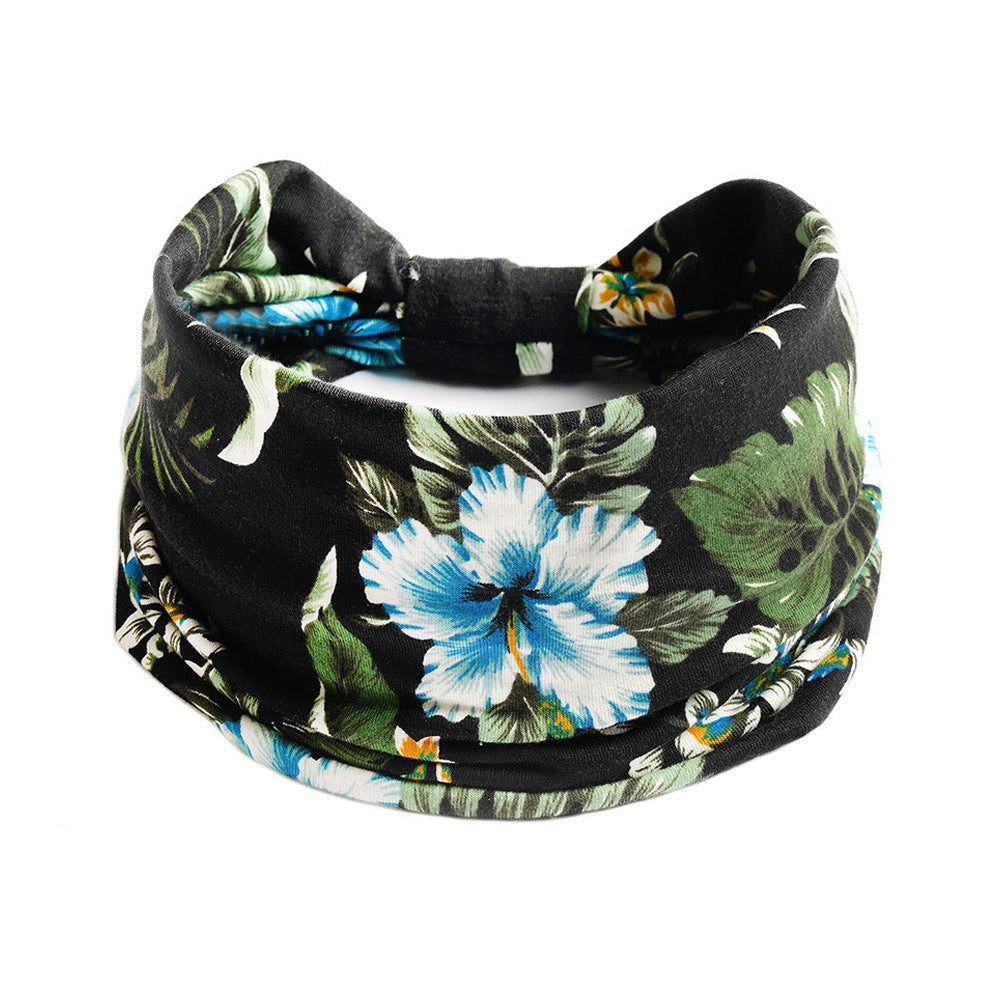 Bohemian Yoga Sports Headband – Cashew Print, Sweat-Absorbent & Non-Slip Elastic Hairband