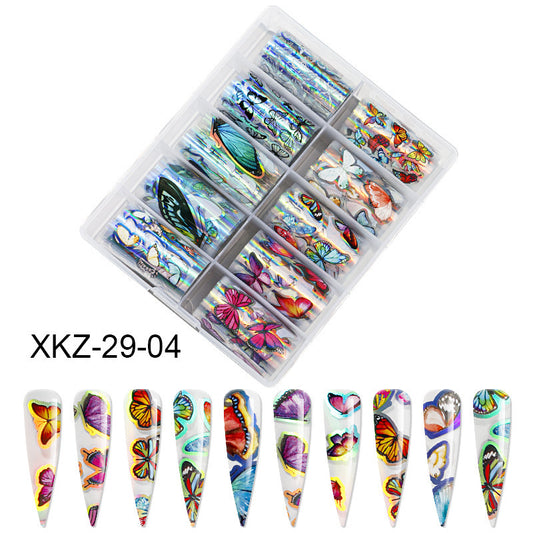 Butterfly & Star Nail Transfer Paper – Laser Foil Stickers for DIY European & American Nail Art