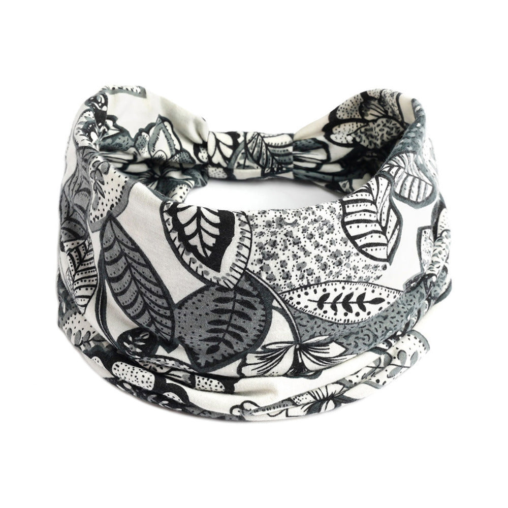 Bohemian Yoga Sports Headband – Cashew Print, Sweat-Absorbent & Non-Slip Elastic Hairband