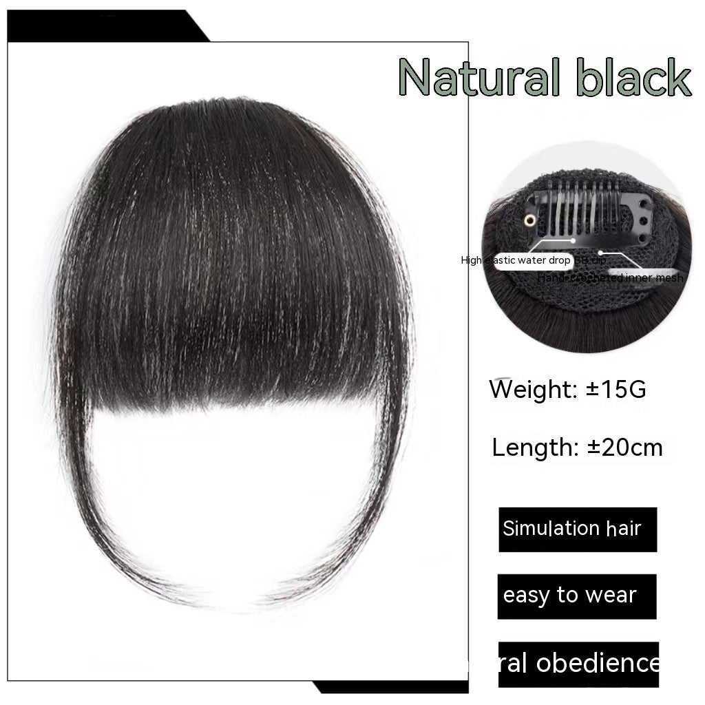 Natural Straight Bangs Hairpiece – Seamless Invisible Clip-In Fringe Wig