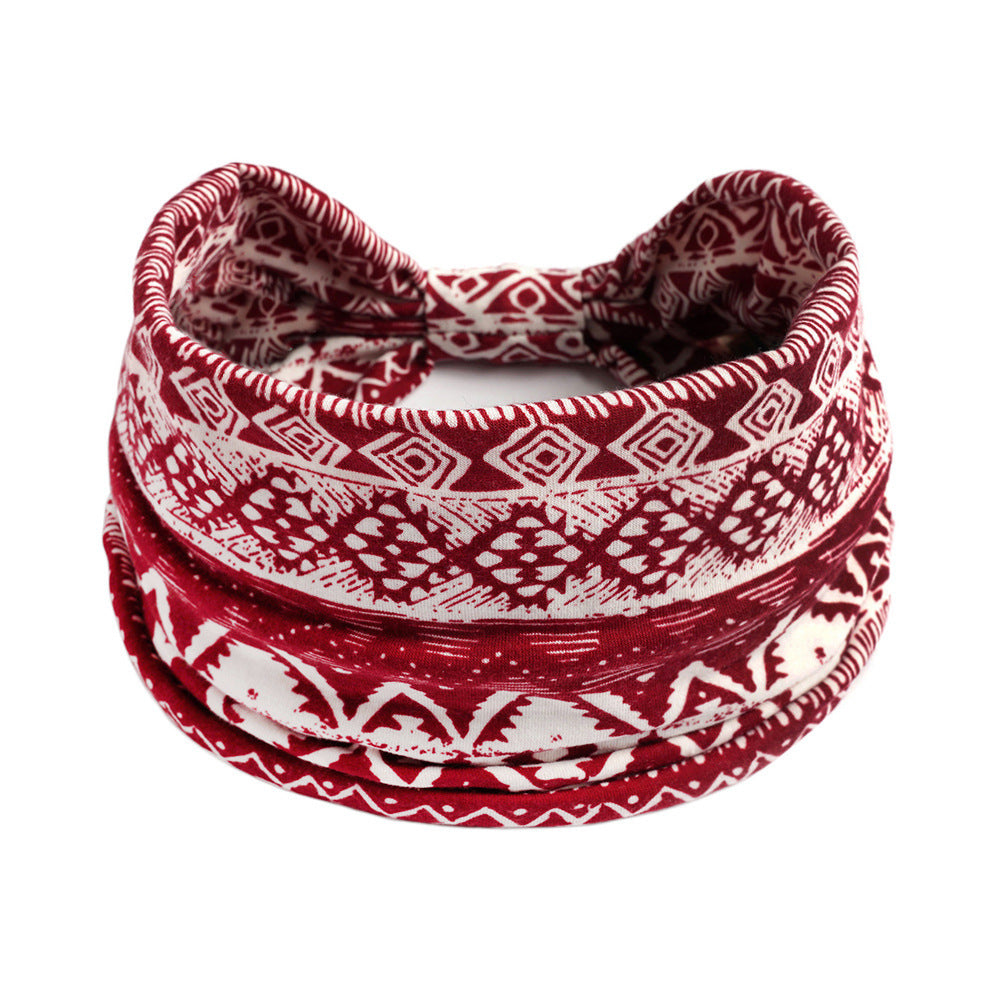 Bohemian Yoga Sports Headband – Cashew Print, Sweat-Absorbent & Non-Slip Elastic Hairband